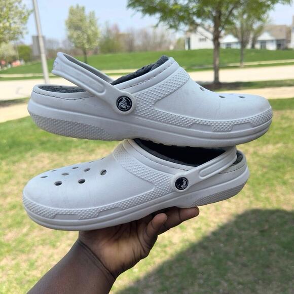 Crocs‎ Classic Lined Clogs White Unisex Size M8 W10 Sandals - Picture 11 of 11